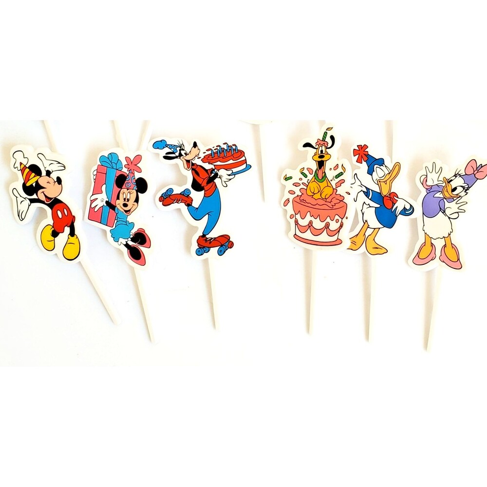 Vintage Tupperware Disney Cake Topper Set 6 Cupcake Mickey Minnie Donald Goofy